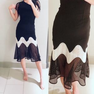 JONATHAN SIMKHAI Mesh-Trimmed Midi Dress size 0